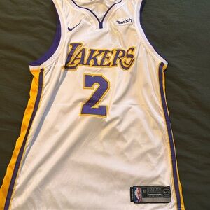 Nike Lakers White and Gold Basketball Jersey